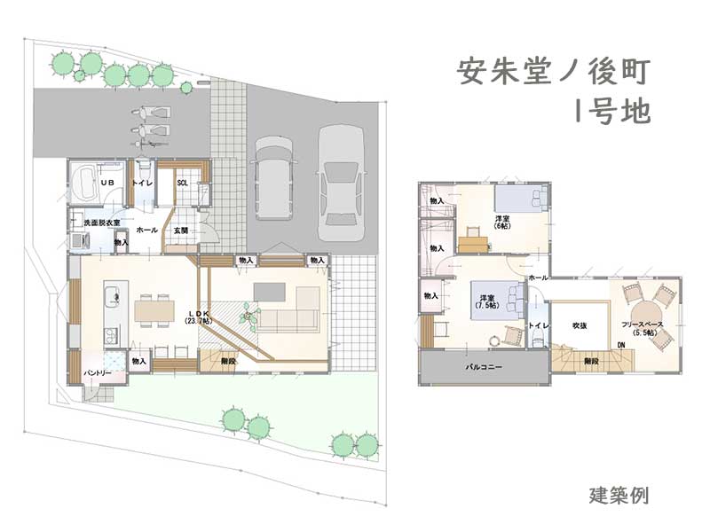 安朱堂ノ後町1号地間取り例